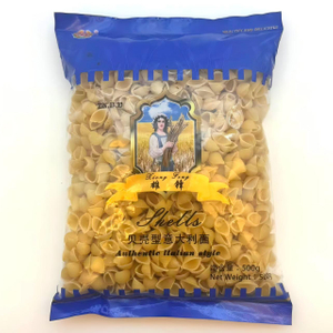 Fornecedor de saco de macarrão seco para cozimento de 12 minutos em formato de conchiglie premium de trigo duro de 500g